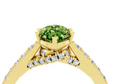 Yellow gold Marquise Cut Diamond Solitaire Ring with Pavé Band and Prong Setting_4