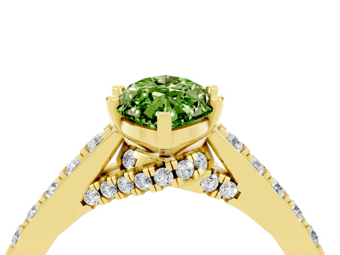 Yellow gold Marquise Cut Diamond Solitaire Ring with Pavé Band and Prong Setting_4