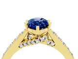 Yellow gold Marquise Cut Diamond Solitaire Ring with Pavé Band and Prong Setting_4