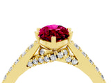 Yellow gold Marquise Cut Diamond Solitaire Ring with Pavé Band and Prong Setting_4