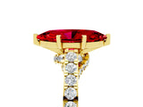 Yellow gold Marquise Cut Diamond Solitaire Ring with Pavé Band and Prong Setting_5