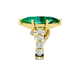 Yellow gold Marquise Cut Diamond Solitaire Ring with Pavé Band and Prong Setting_5