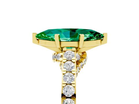 Yellow gold Marquise Cut Diamond Solitaire Ring with Pavé Band and Prong Setting_5