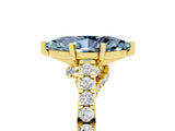 Yellow gold Marquise Cut Diamond Solitaire Ring with Pavé Band and Prong Setting_5