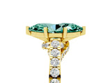Yellow gold Marquise Cut Diamond Solitaire Ring with Pavé Band and Prong Setting_5