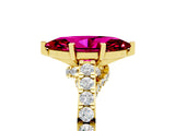 Yellow gold Marquise Cut Diamond Solitaire Ring with Pavé Band and Prong Setting_5