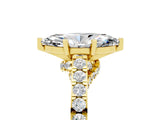 Yellow gold Marquise Cut Diamond Solitaire Ring with Pavé Band and Prong Setting_5