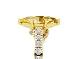 Yellow gold Marquise Cut Diamond Solitaire Ring with Pavé Band and Prong Setting_5