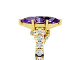 Yellow gold Marquise Cut Diamond Solitaire Ring with Pavé Band and Prong Setting_5