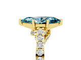 Yellow gold Marquise Cut Diamond Solitaire Ring with Pavé Band and Prong Setting_5