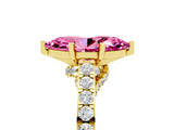 Yellow gold Marquise Cut Diamond Solitaire Ring with Pavé Band and Prong Setting_5