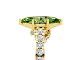 Yellow gold Marquise Cut Diamond Solitaire Ring with Pavé Band and Prong Setting_5
