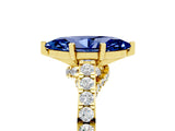 Yellow gold Marquise Cut Diamond Solitaire Ring with Pavé Band and Prong Setting_5
