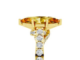 Yellow gold Marquise Cut Diamond Solitaire Ring with Pavé Band and Prong Setting_5