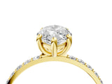 Yellow gold Marquise Cut Diamond Solitaire Ring with Pave Band and Four Prong Setting_148