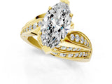 Yellow gold Marquise Cut Diamond Solitaire Ring with Prong Setting and Twisted Pavé Band_16