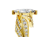 Yellow gold Marquise Cut Diamond Solitaire Ring with Prong Setting and Twisted Pavé Band_20