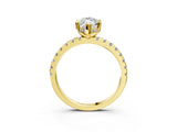 Yellow gold Marquise Cut Diamond Solitaire Ring with Round  Pavé Band and Four-Prong Setting_46