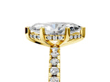 Yellow gold Marquise Cut Diamond Solitaire Ring with Round  Pavé Band and Four-Prong Setting_48