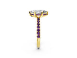 Yellow gold Marquise Cut Diamond Solitaire Ring with Round with Amethyst side stone Pavé Band and Four-Prong Setting_38