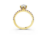 Yellow gold Marquise Cut Diamond Solitaire Ring with Round with Amethyst side stone Pavé Band and Four-Prong Setting_39
