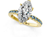 Yellow gold Marquise Cut Diamond Solitaire Ring with Round with Aquamarine side stone Pavé Band and Four-Prong Setting_37