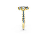 Yellow gold Marquise Cut Diamond Solitaire Ring with Round with Aquamarine side stone Pavé Band and Four-Prong Setting_38