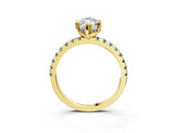 Yellow gold Marquise Cut Diamond Solitaire Ring with Round with Aquamarine side stone Pavé Band and Four-Prong Setting_39