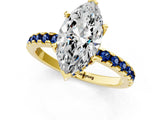 Yellow gold Marquise Cut Diamond Solitaire Ring with Round with Blue Sapphire side stone Pavé Band and Four-Prong Setting_37