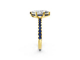 Yellow gold Marquise Cut Diamond Solitaire Ring with Round with Blue Sapphire side stone Pavé Band and Four-Prong Setting_38