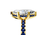 Yellow gold Marquise Cut Diamond Solitaire Ring with Round with Blue Sapphire side stone Pavé Band and Four-Prong Setting_41