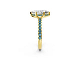 Yellow gold Marquise Cut Diamond Solitaire Ring with Round with Blue Topaz side stone Pavé Band and Four-Prong Setting_38