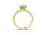 Yellow gold Marquise Cut Diamond Solitaire Ring with Round with Blue Topaz side stone Pavé Band and Four-Prong Setting_39
