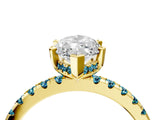 Yellow gold Marquise Cut Diamond Solitaire Ring with Round with Blue Topaz side stone Pavé Band and Four-Prong Setting_40