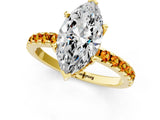 Yellow gold Marquise Cut Diamond Solitaire Ring with Round with Citrine side stone Pavé Band and Four-Prong Setting_37