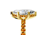 Yellow gold Marquise Cut Diamond Solitaire Ring with Round with Citrine side stone Pavé Band and Four-Prong Setting_41