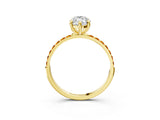 Yellow gold Marquise Cut Diamond Solitaire Ring with Round with Citrine side stone Pavé Band and Prong Setting_15