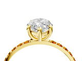 Yellow gold Marquise Cut Diamond Solitaire Ring with Round with Citrine side stone Pavé Band and Prong Setting_16