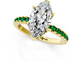Yellow gold Marquise Cut Diamond Solitaire Ring with Round with Emerald side stone Pavé Band and Four-Prong Setting_37