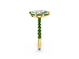 Yellow gold Marquise Cut Diamond Solitaire Ring with Round with Emerald side stone Pavé Band and Four-Prong Setting_38