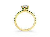 Yellow gold Marquise Cut Diamond Solitaire Ring with Round with Emerald side stone Pavé Band and Four-Prong Setting_39