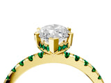Yellow gold Marquise Cut Diamond Solitaire Ring with Round with Emerald side stone Pavé Band and Four-Prong Setting_40