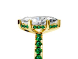 Yellow gold Marquise Cut Diamond Solitaire Ring with Round with Emerald side stone Pavé Band and Four-Prong Setting_41