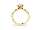 Yellow gold Marquise Cut Diamond Solitaire Ring with Round with Garnet side stone Pavé Band and Four-Prong Setting_39