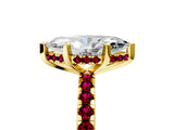 Yellow gold Marquise Cut Diamond Solitaire Ring with Round with Garnet side stone Pavé Band and Four-Prong Setting_41