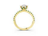 Yellow gold Marquise Cut Diamond Solitaire Ring with Round with Green Sapphire side stone Pavé Band and Four-Prong Setting_39