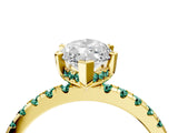 Yellow gold Marquise Cut Diamond Solitaire Ring with Round with Green Sapphire side stone Pavé Band and Four-Prong Setting_40