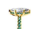 Yellow gold Marquise Cut Diamond Solitaire Ring with Round with Green Sapphire side stone Pavé Band and Four-Prong Setting_41