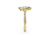 Yellow gold Marquise Cut Diamond Solitaire Ring with Round with Moissanite side stone Pavé Band and Four-Prong Setting_38