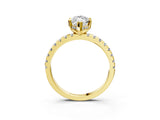 Yellow gold Marquise Cut Diamond Solitaire Ring with Round with Moissanite side stone Pavé Band and Four-Prong Setting_39